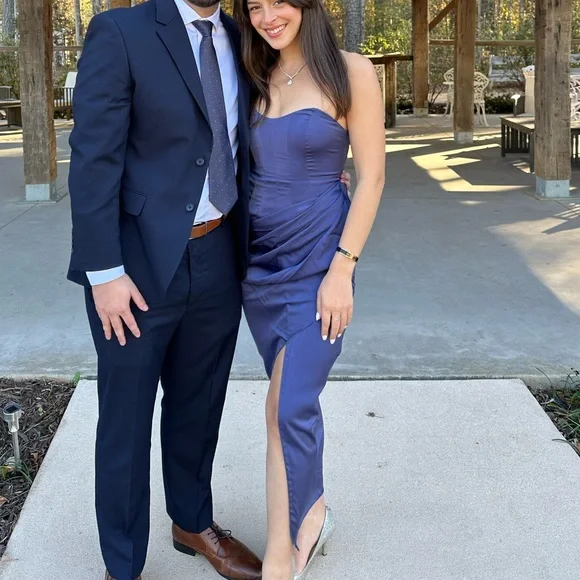 Blue ASOS satin strapless dress from Nordstrom - Picture 4 of 4